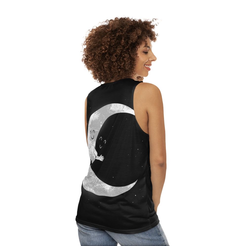 Celestial moon hug unisex tank top - women back