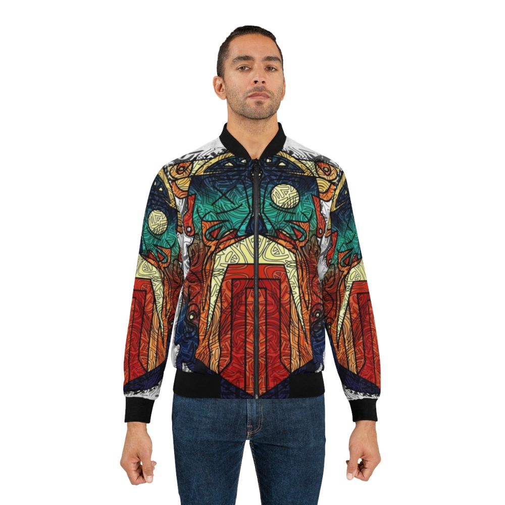 Odin Viking Ornament Bomber Jacket with Geometric Patterns - Lifestyle