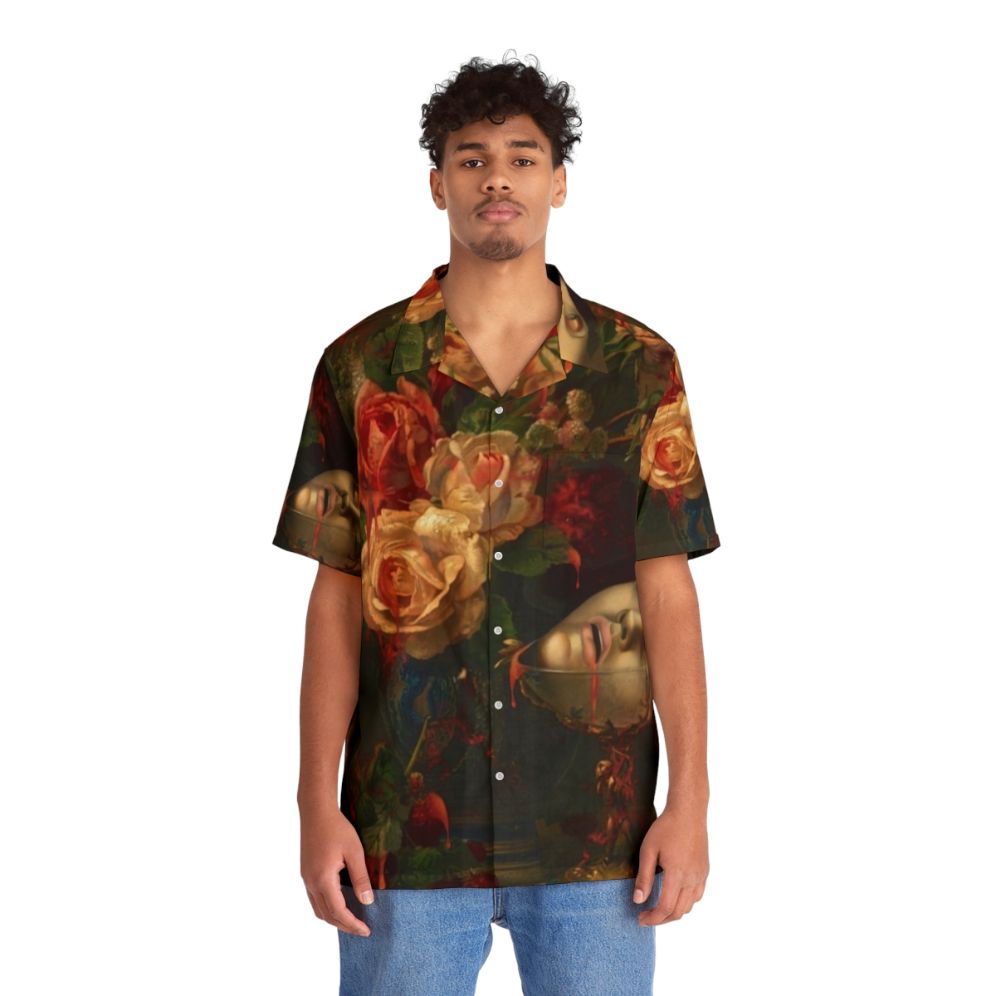 Dark and surreal Hawaiian shirt with gothic digital art design - People Front