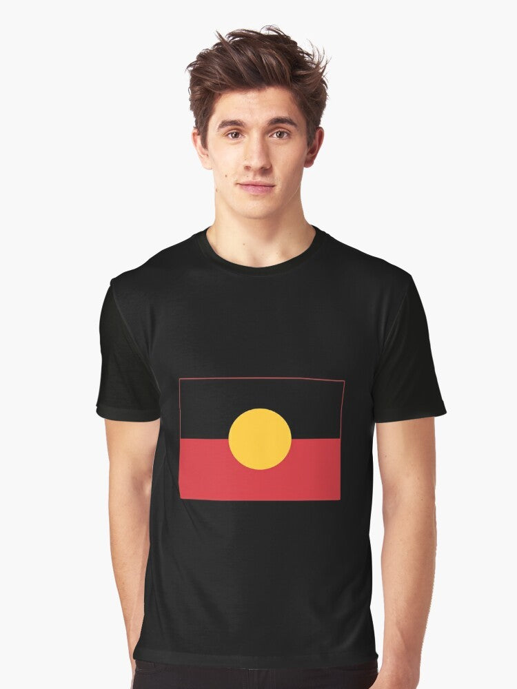 Aboriginal Flag Graphic T-Shirt showcasing the colors and design of the Australian Aboriginal Flag - Men