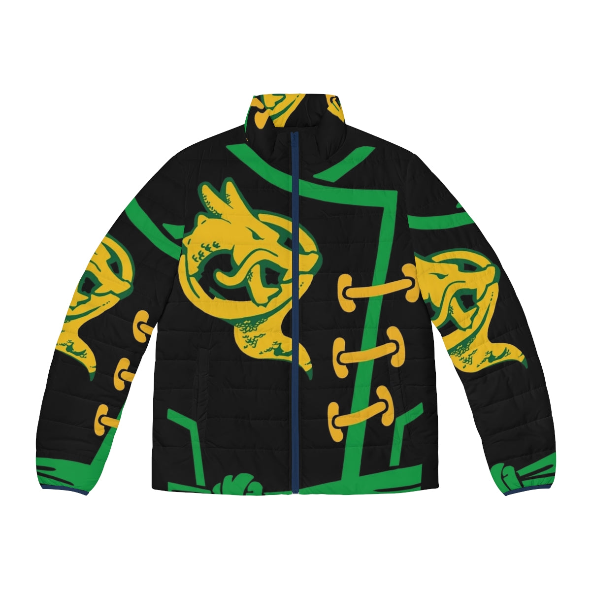 A puffer jacket with the Lloyd Garmadon design from the Ninjago series.