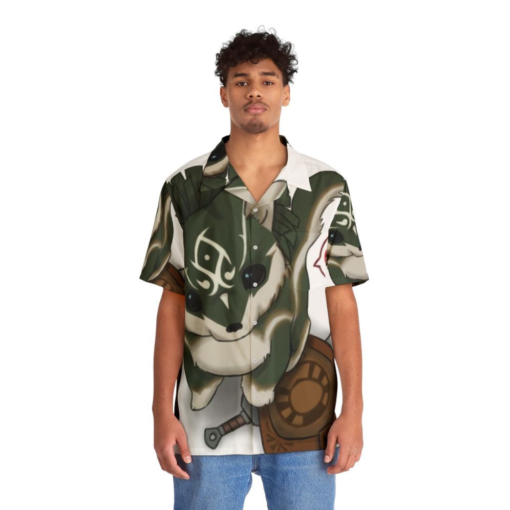 Kawaii Wolf Link Hawaiian Shirt - People Front