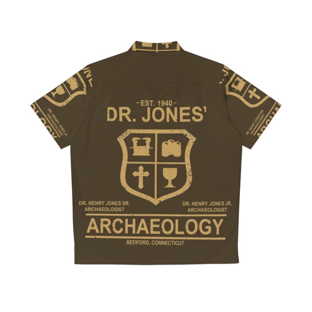 Archaeology-themed Hawaiian shirt with Indiana Jones-style design - Back