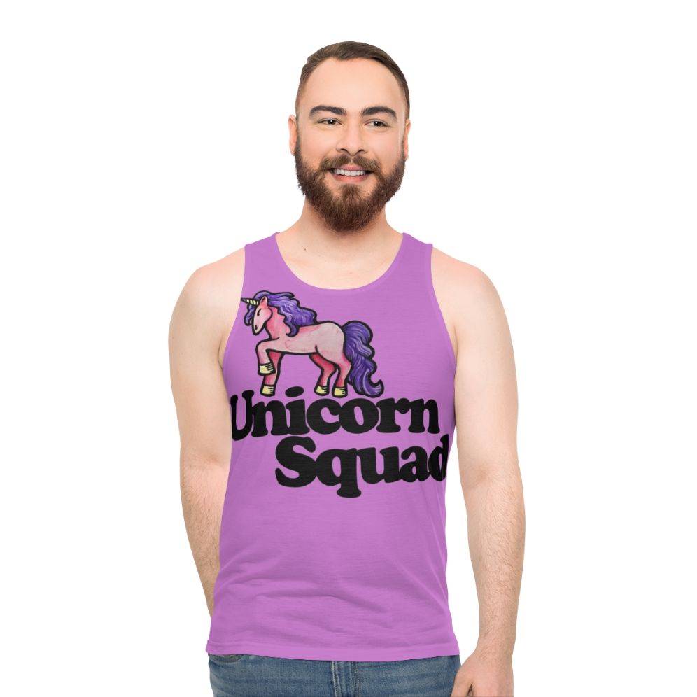 Unicorn squad unisex pink unicorn tank top - men