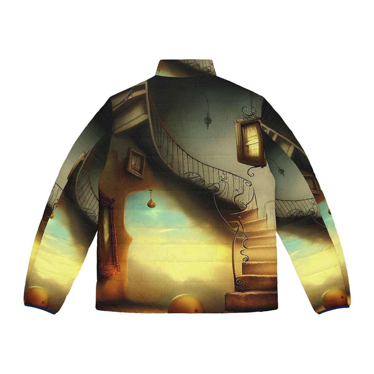 Dreams Series Puffer Jacket with Salvador Dali Inspired Surreal Design - Back