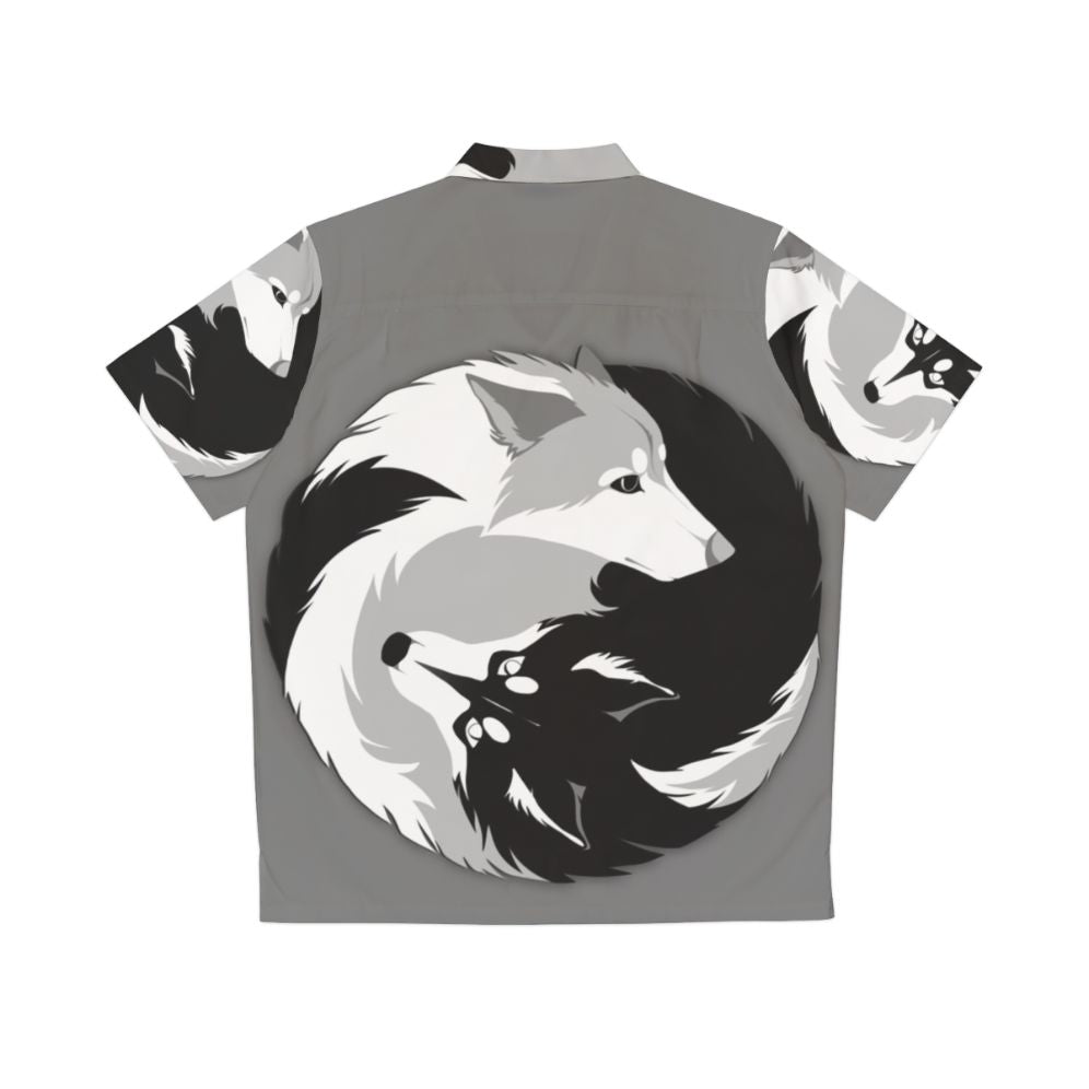 Nature-Inspired Husky and Wolf Hawaiian Shirt - Back