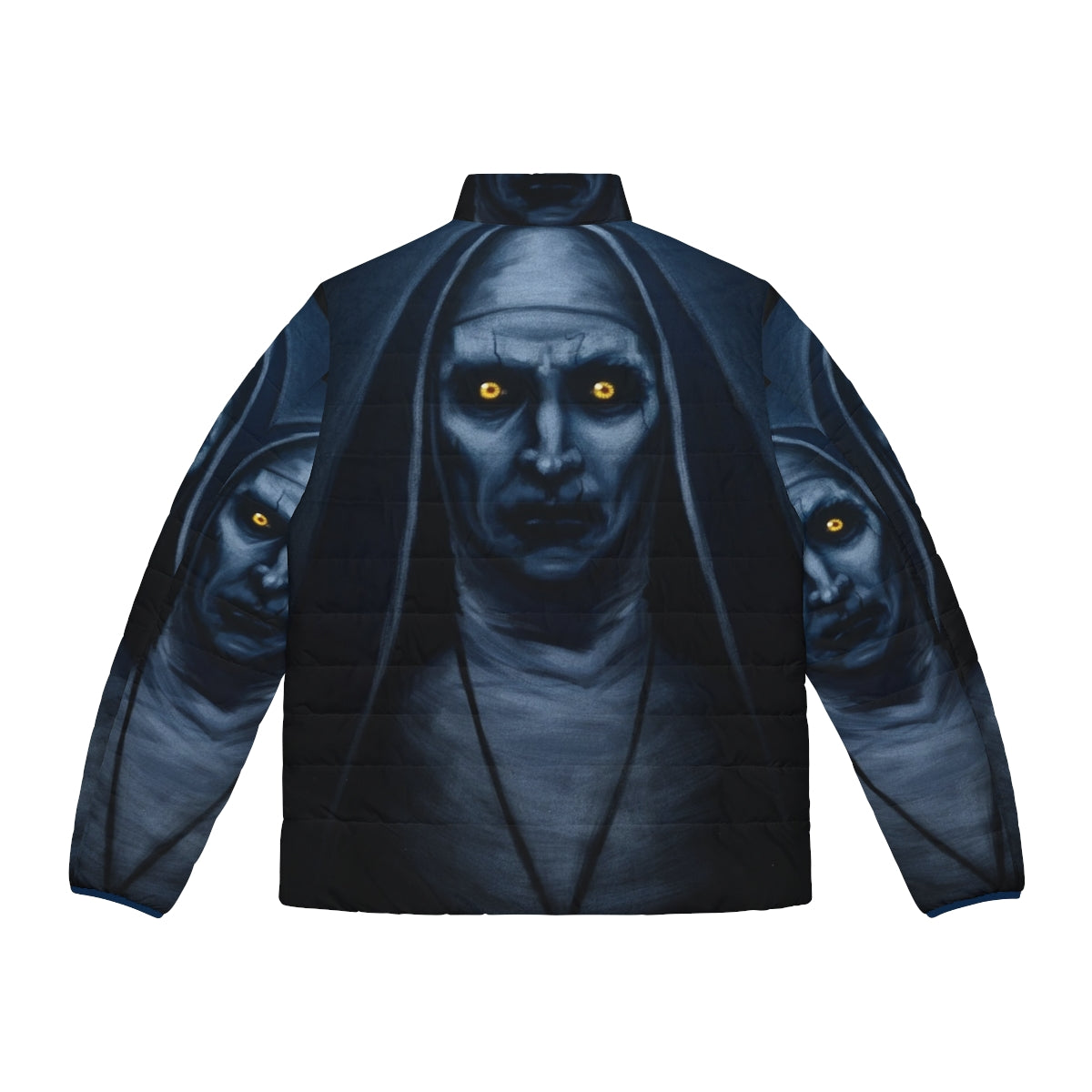 Valak Painting Puffer Jacket with The Conjuring Horror Movie Inspired Design - Back