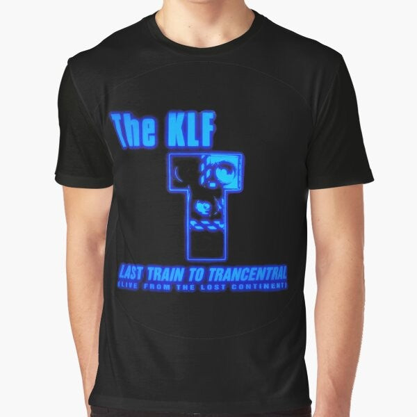 The KLF 90s graphic t-shirt featuring the "Last Train to Trancentral" design