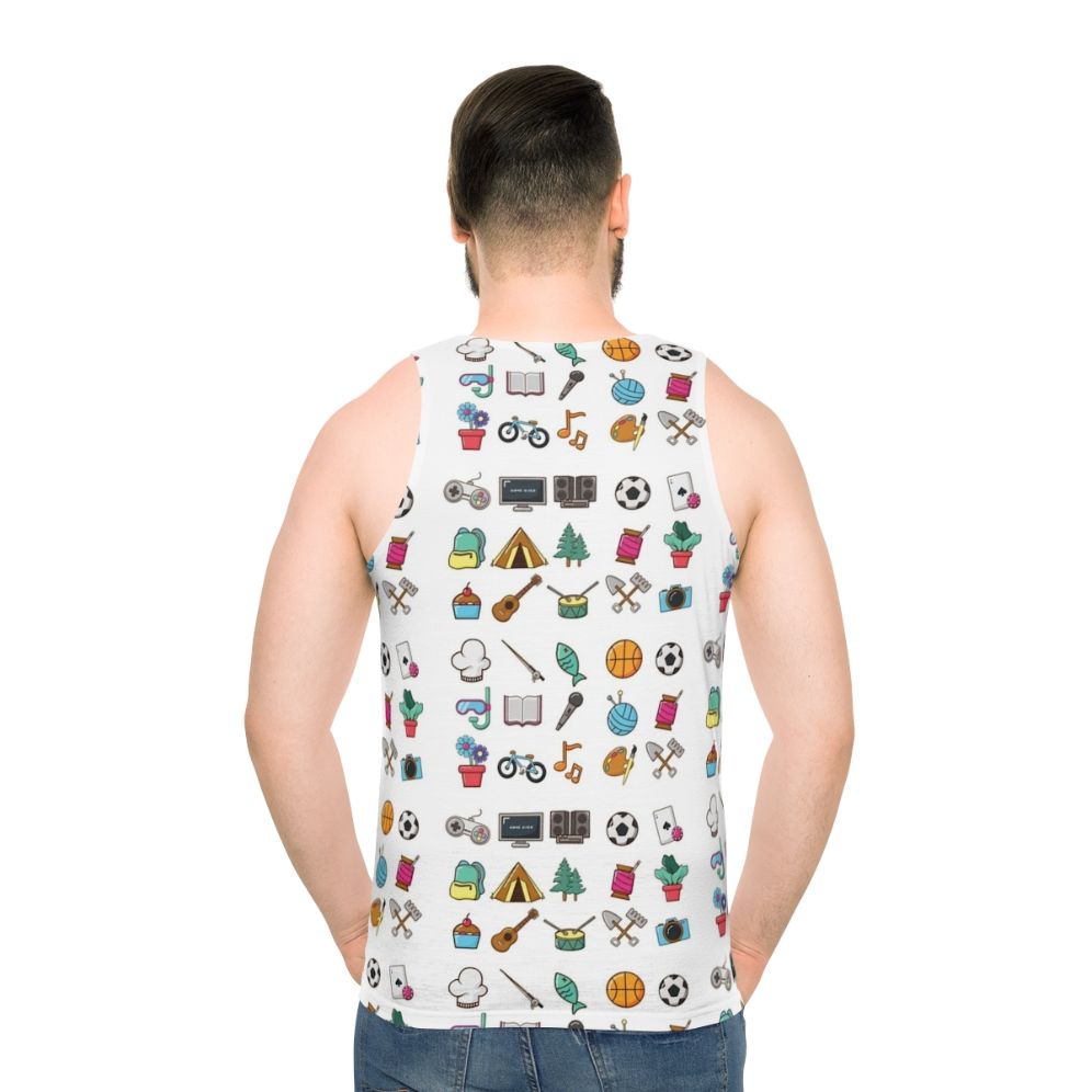 Hobbies sticker pack unisex tank top - men back