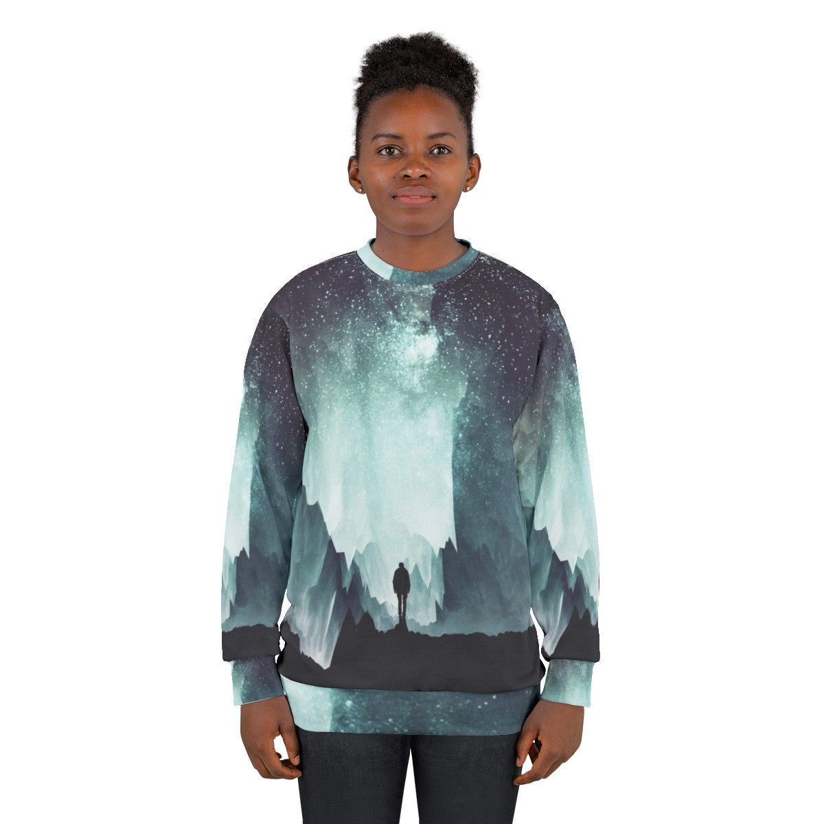 Northern Sweatshirt with Milky Way Galaxy Silhouette - women