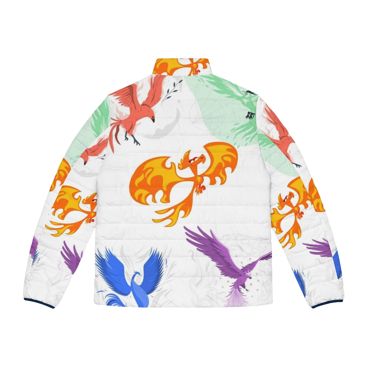 Puffer jacket featuring a majestic phoenix, a legendary mythical creature - Back