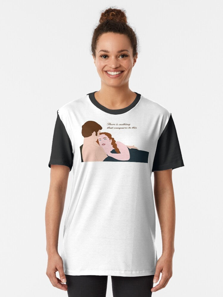 Bridgerton Netflix graphic t-shirt featuring Colin Bridgerton and Penelope Featherington from the hit TV series - Women