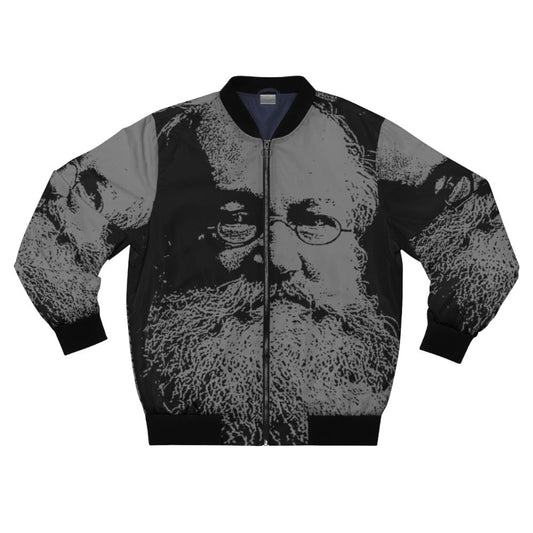 Vintage-style bomber jacket featuring the portrait of Peter Kropotkin, the renowned Russian communist and anarchist.