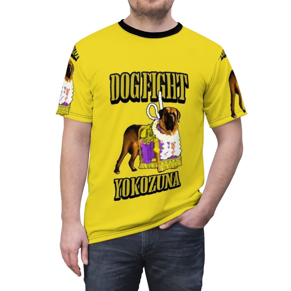 No More Heroes inspired t-shirt featuring a dogfight yokozuna graphic - men front