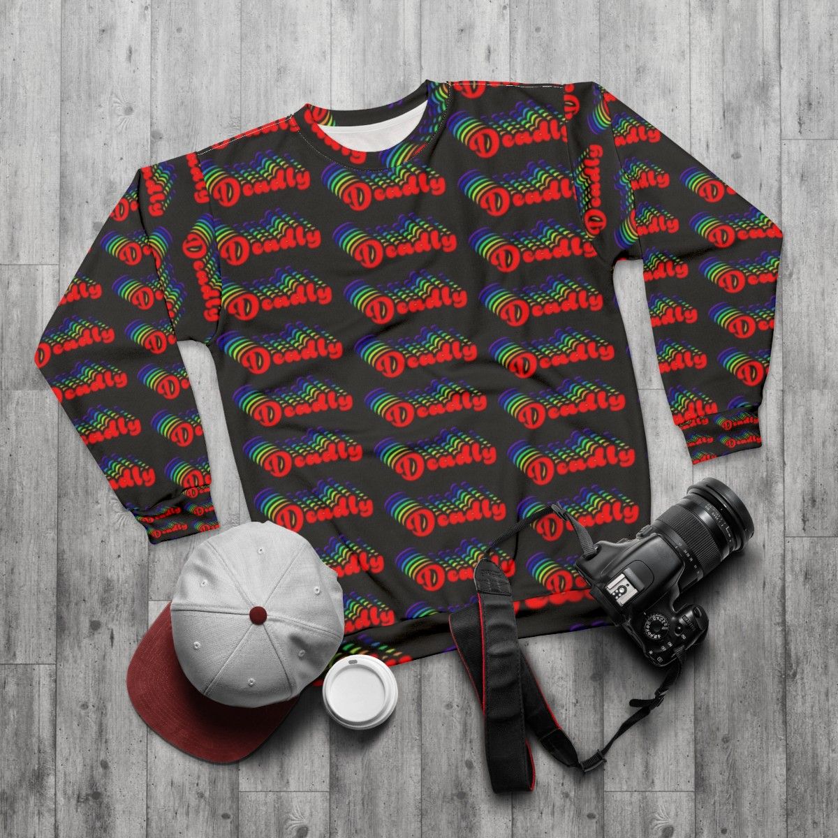 Retro 70s graphic pullover sweatshirt - flat lay