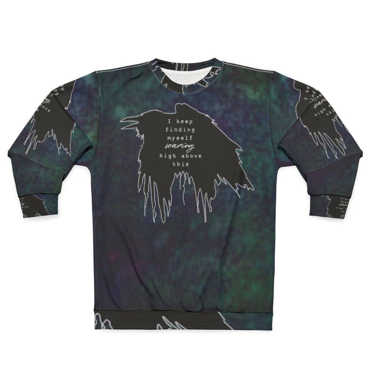 Impossible acid wash sweatshirt with minimalist music lyrics design