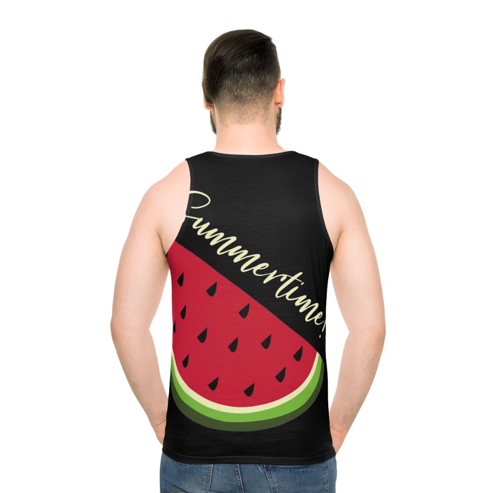 Watermelon Print Unisex Tank Top - men back