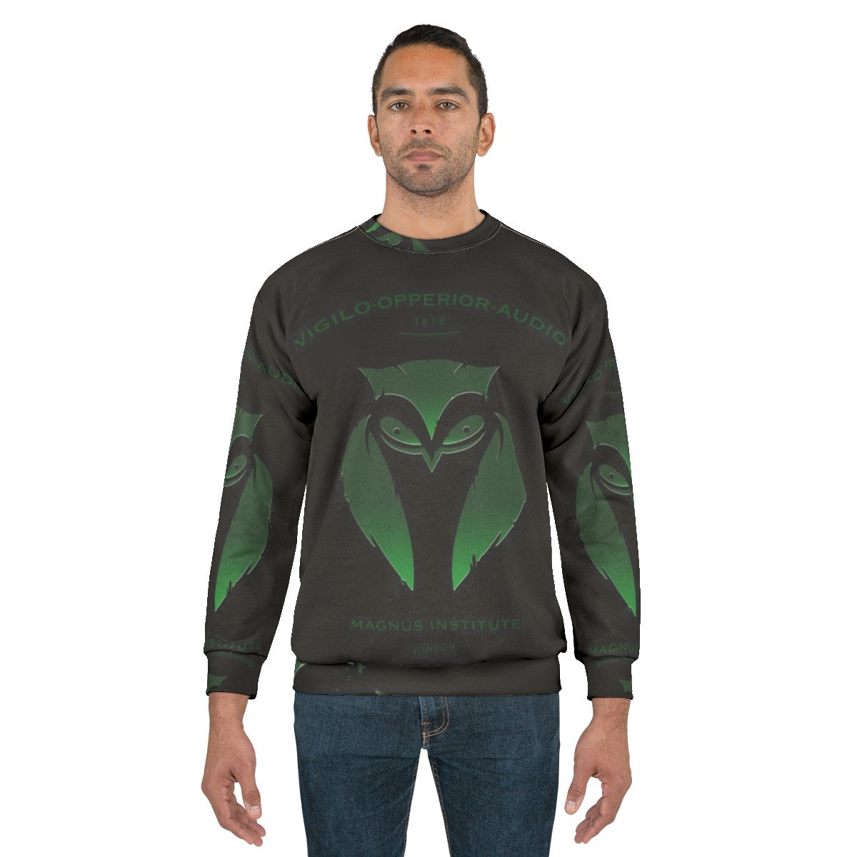 Vigilo Operior Audio Sweatshirt with Dark Owl Emblem - men