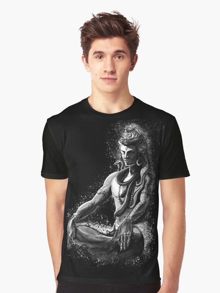 Graphic t-shirt featuring Lord Shiva in a meditative pose - Men