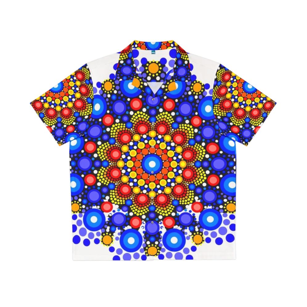 Blue and orange circles pattern Hawaiian shirt