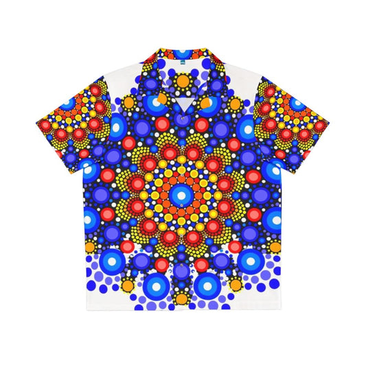 Blue and orange circles pattern Hawaiian shirt