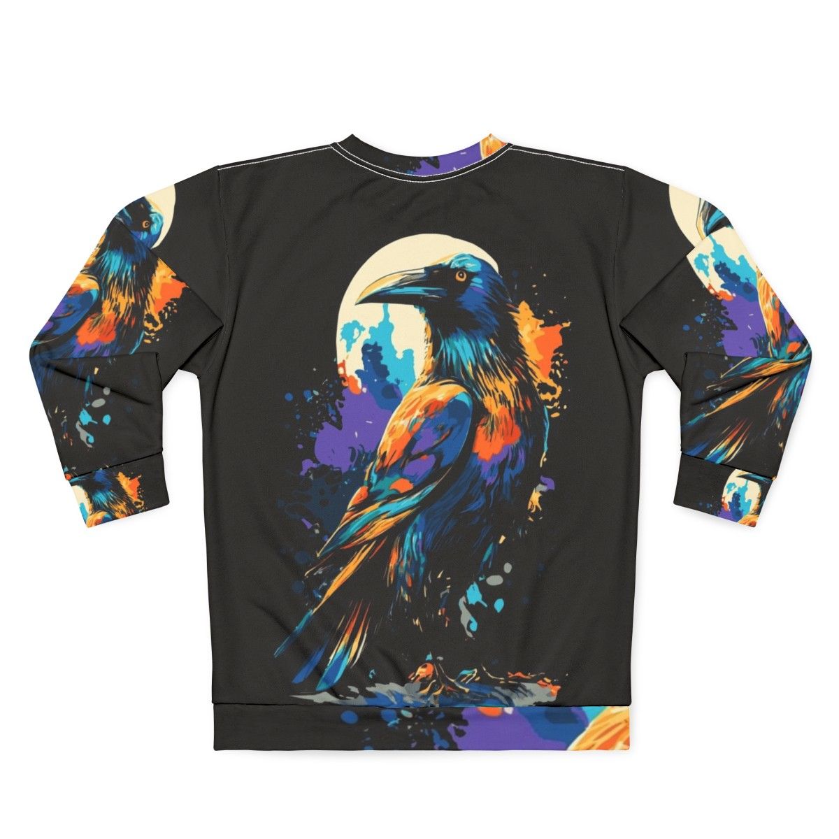 Cute Crow Ravens Crows Colorful Sweatshirt - Back