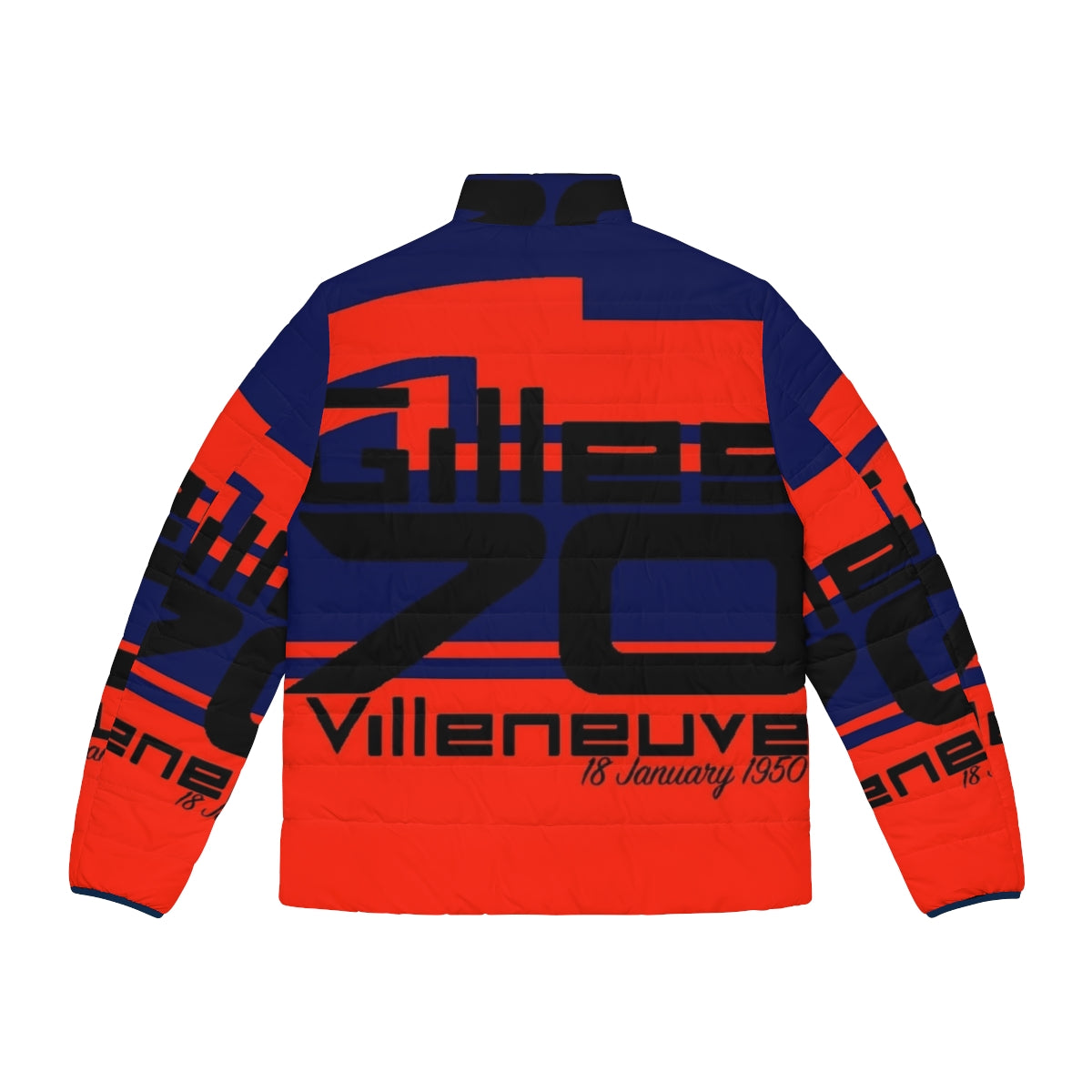 Gilles Villeneuve Ferrari F1 Tribute Puffer Jacket - Back