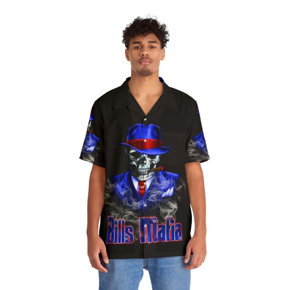 Bills Mafia Hawaiian Shirt with Skull and Skeleton Design - People Front