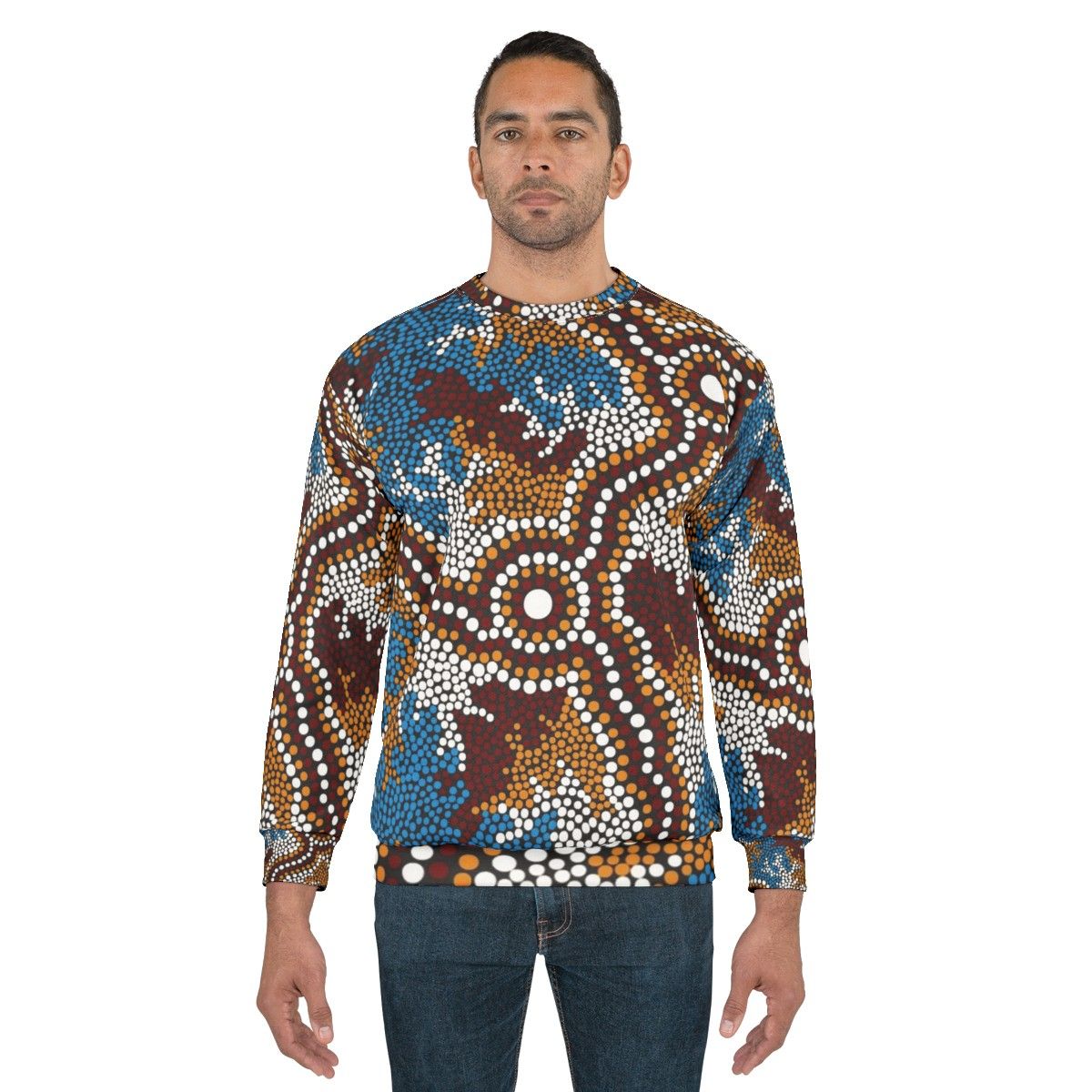 Authentic Aboriginal Art Wetland Dreaming Sweatshirt - men