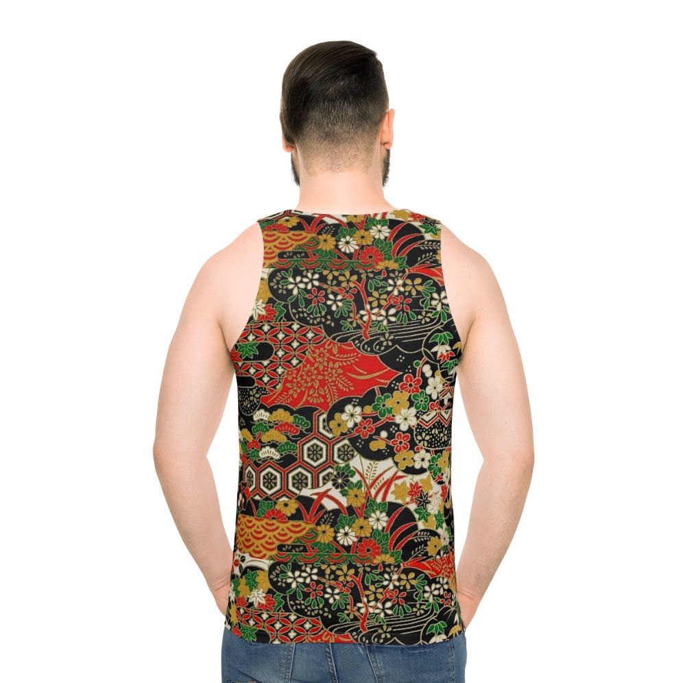 Traditional Japanese pattern unisex tank top - men back