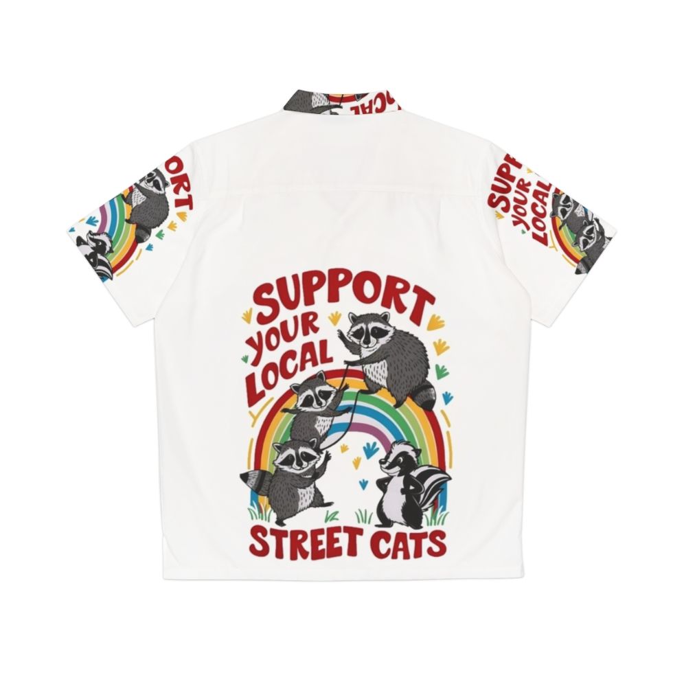 Street cats Hawaiian shirt with colorful animal print design - Back