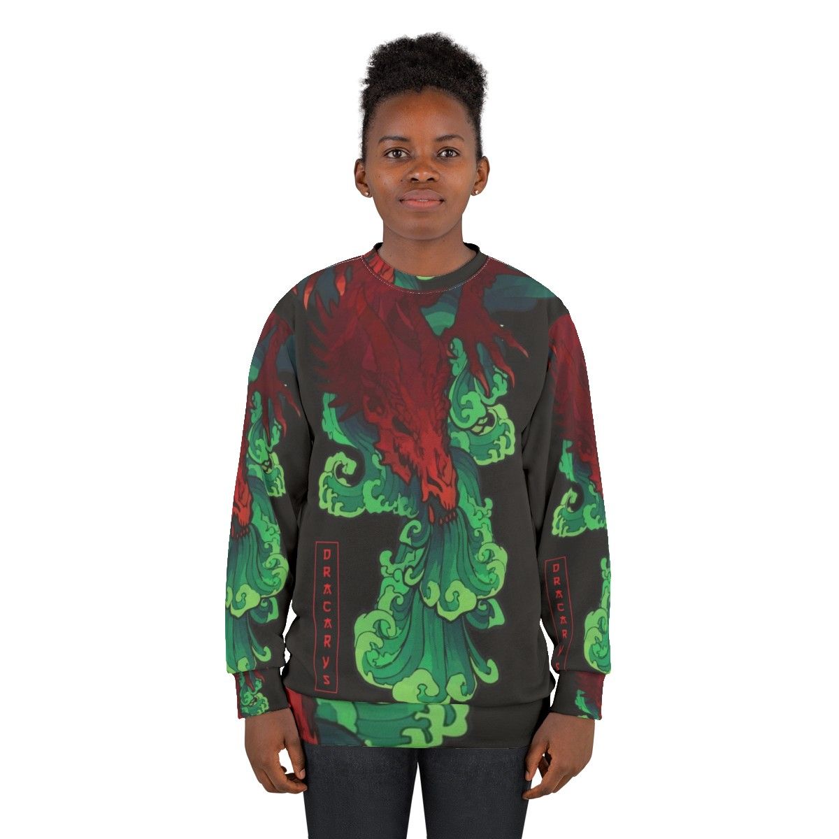 Japanese Dracarys Sweatshirt with Dragon Graphic - women