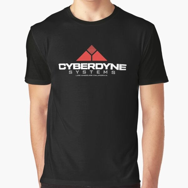 A graphic t-shirt featuring the Cyberdyne Systems Corporation logo and Terminator imagery, representing the sci-fi and artificial intelligence themes.