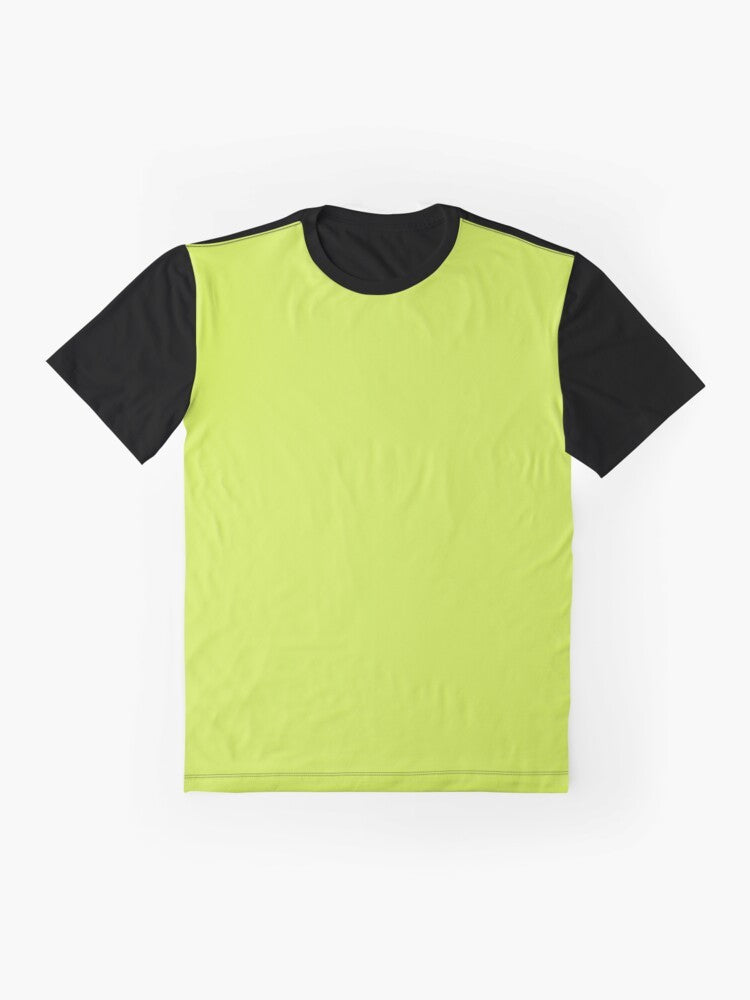 Solid chartreuse green t-shirt with porch pirates coordinate graphic design - Flat lay