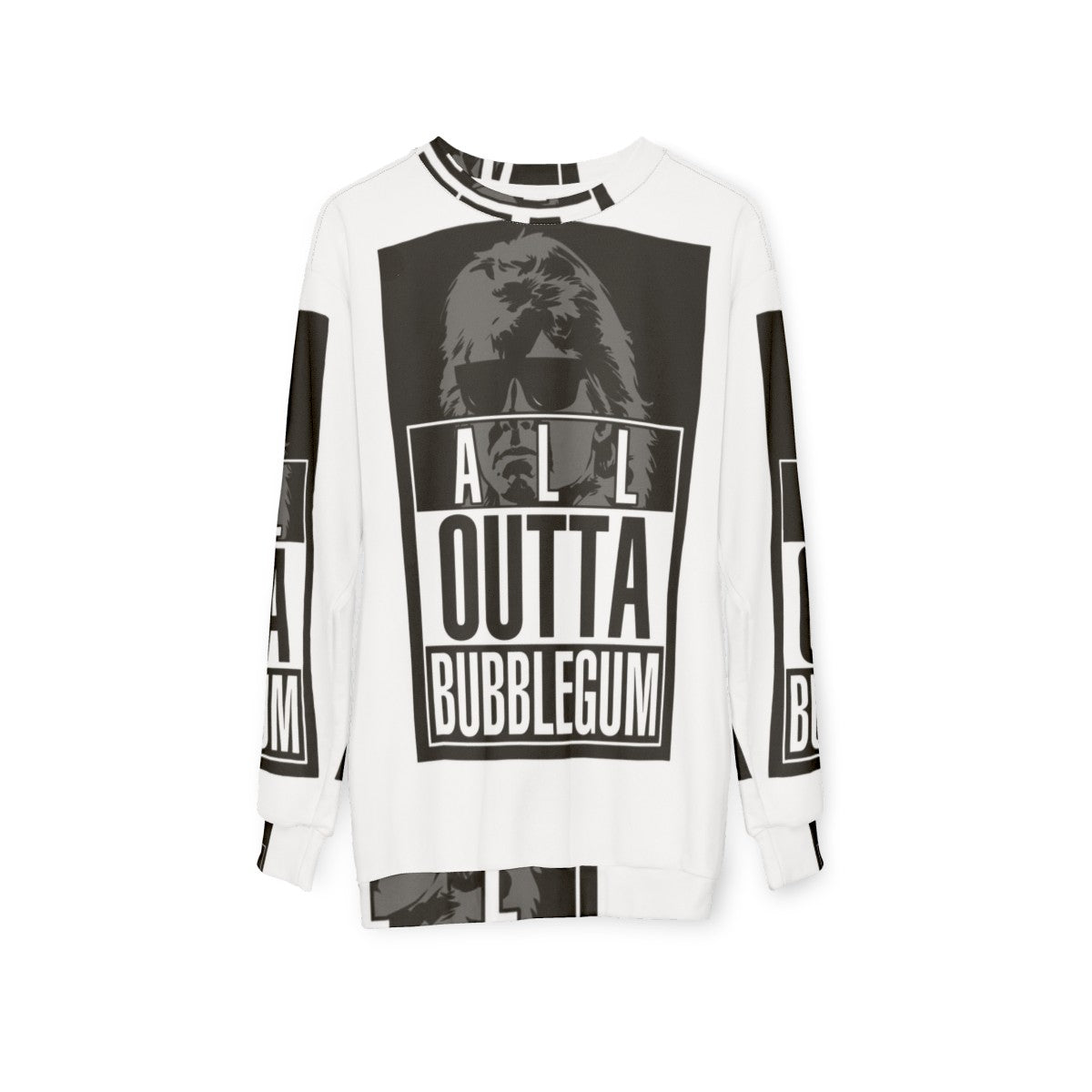 "Straight All Outta Bubblegum" Sci-Fi Sweatshirt with Focus Keywords - hanging