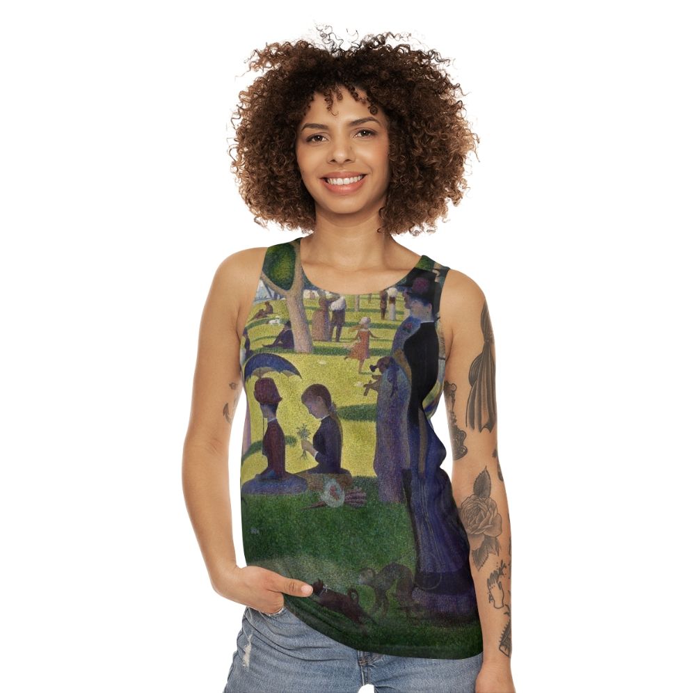 Pointillist Sunday Afternoon Unisex Tank Top - women