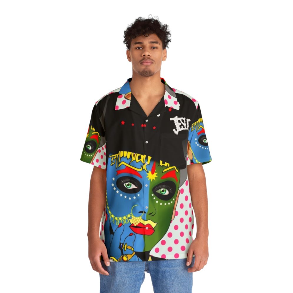 Colorful Hawaiian Shirt with Leigh Bowery and Pop Art Inspired Graphics - People Front