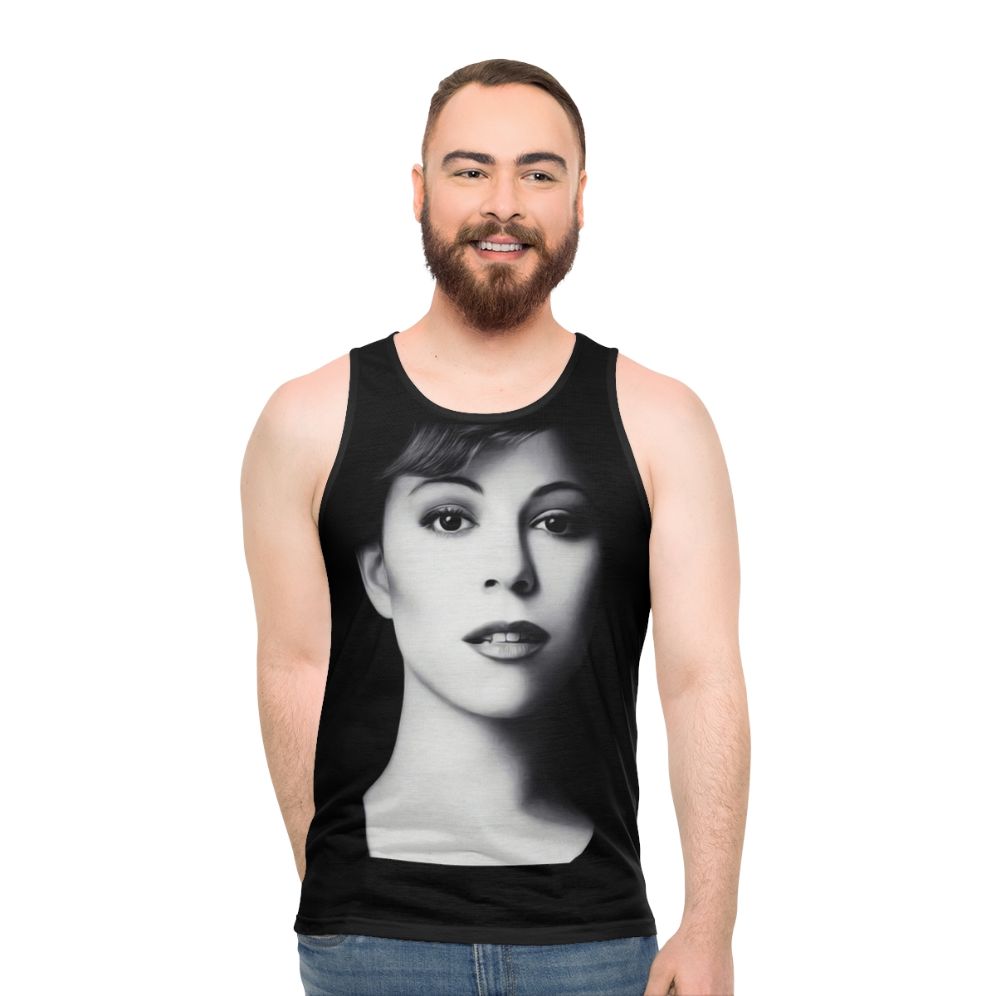 Unisex tank top with an illustrative design of a music legend from the 1990s - men