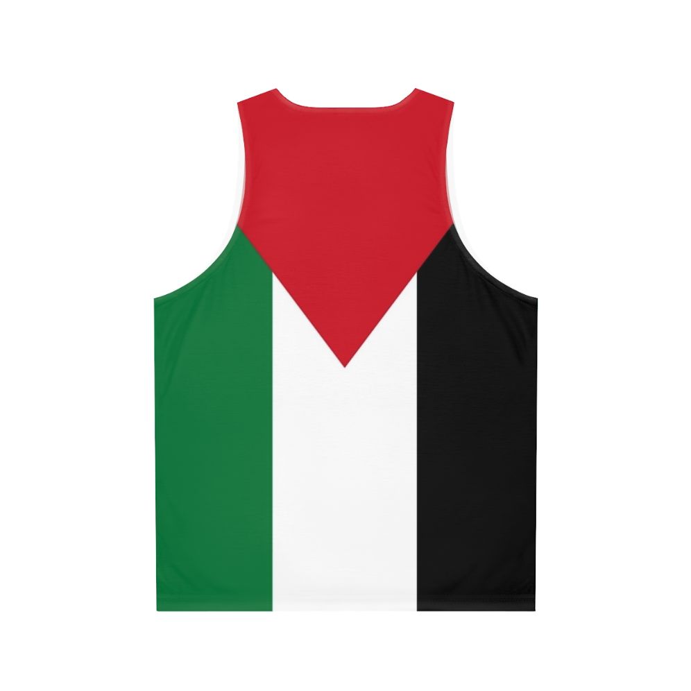 Unisex tank top featuring the flag of Palestine - Back