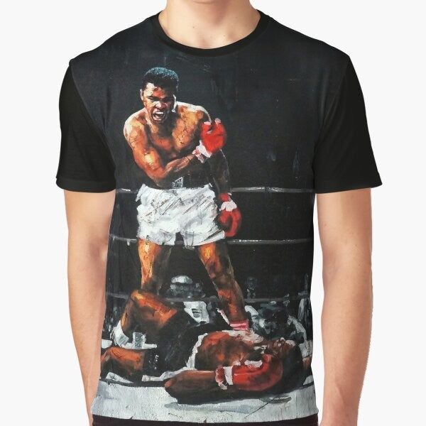 Graphic t-shirt featuring Muhammad Ali's famous knockout of Sonny Liston