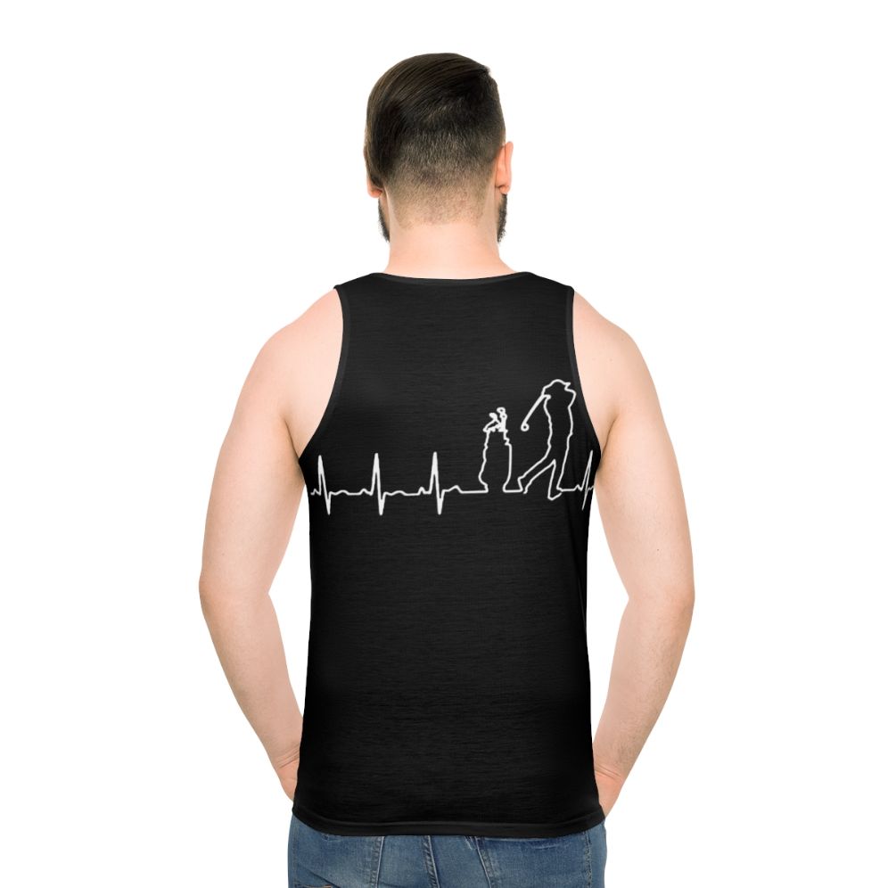 Golfing Heartbeat Unisex Tank Top - men back