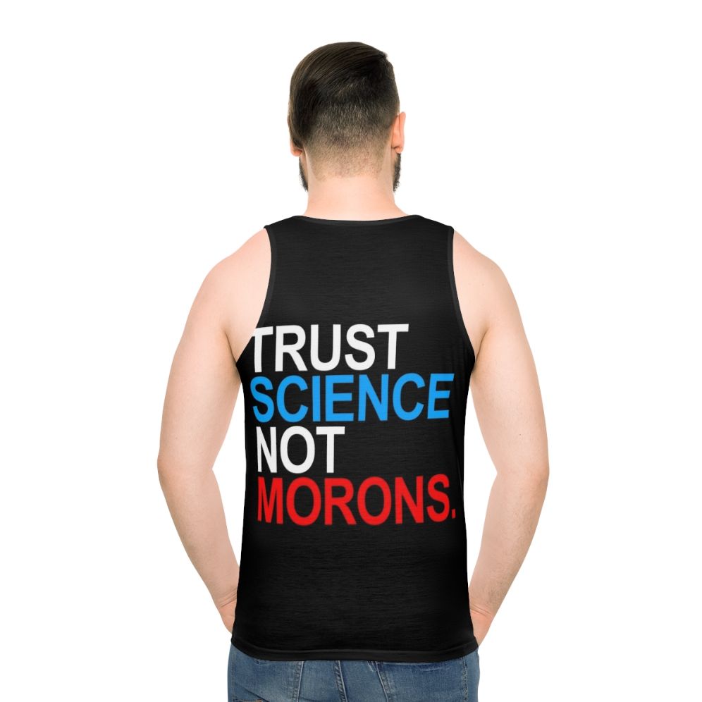 Patriotic anti-trump tank top with trust science message - men back