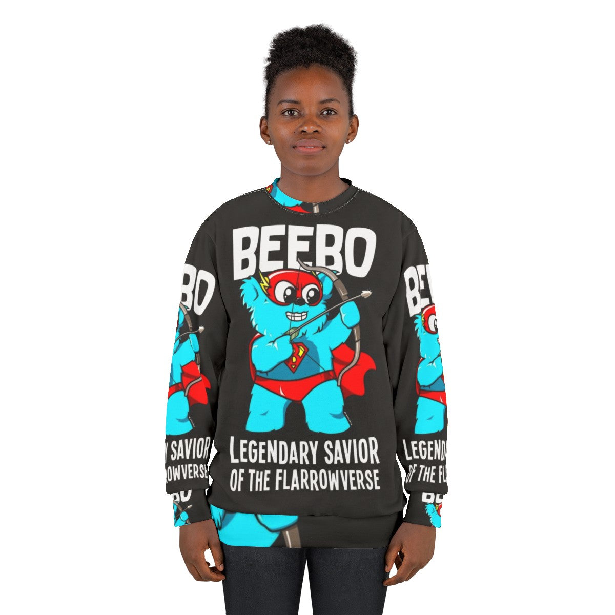 Super Beebo Sweatshirt - Superhero Graphic Pullover Hoodie - women