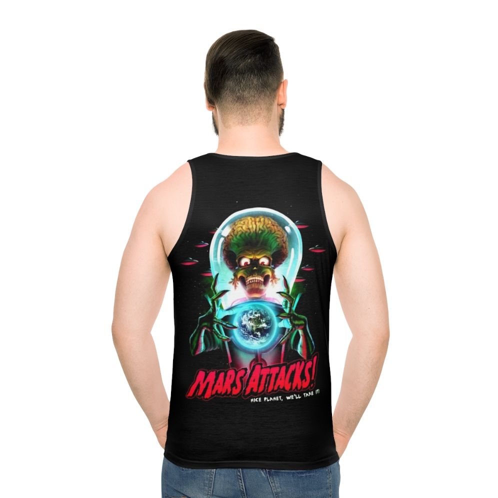 Mars Attacks Unisex Tank Top featuring Retro Alien Design - men back