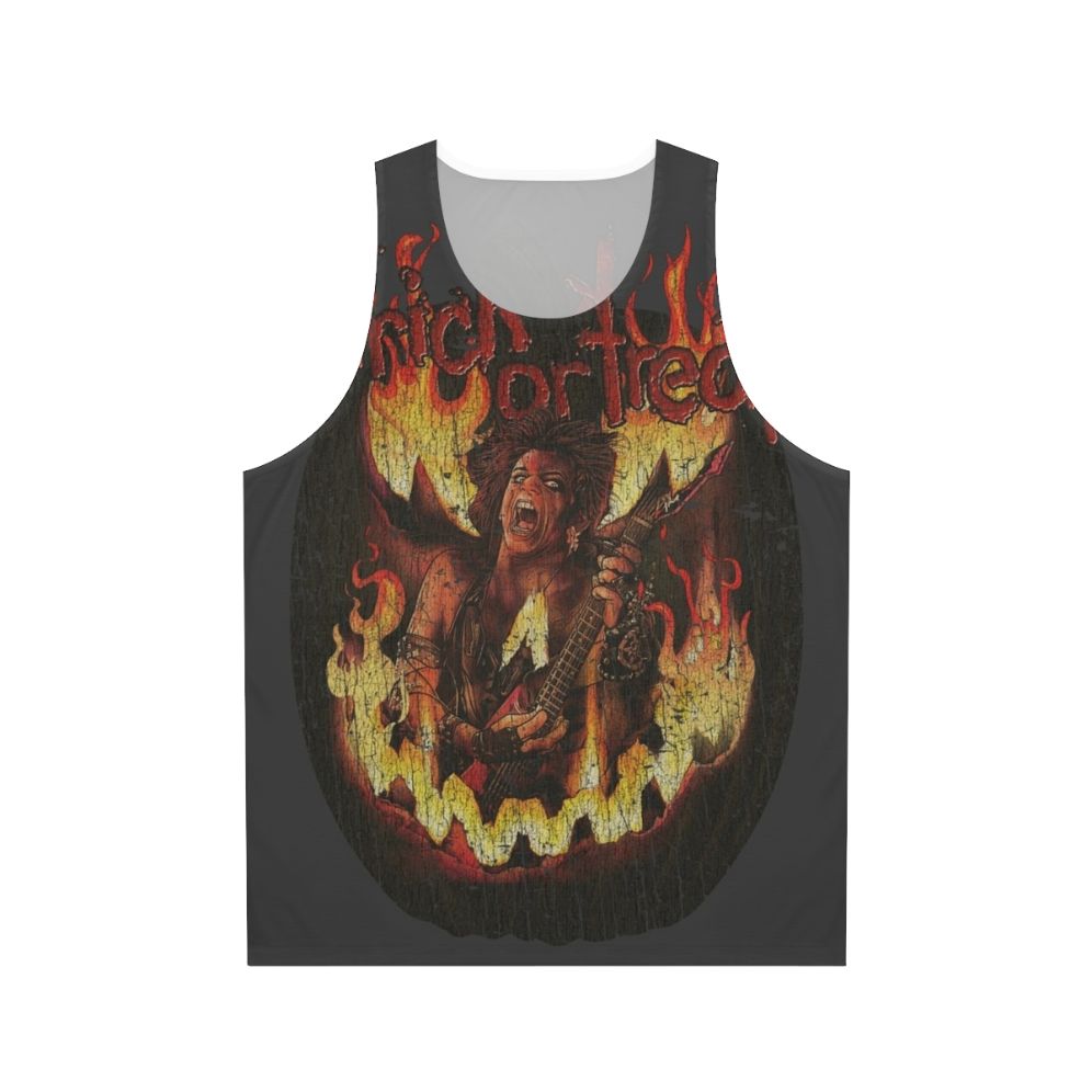 Heavy metal tank top with horror movie and 80s design