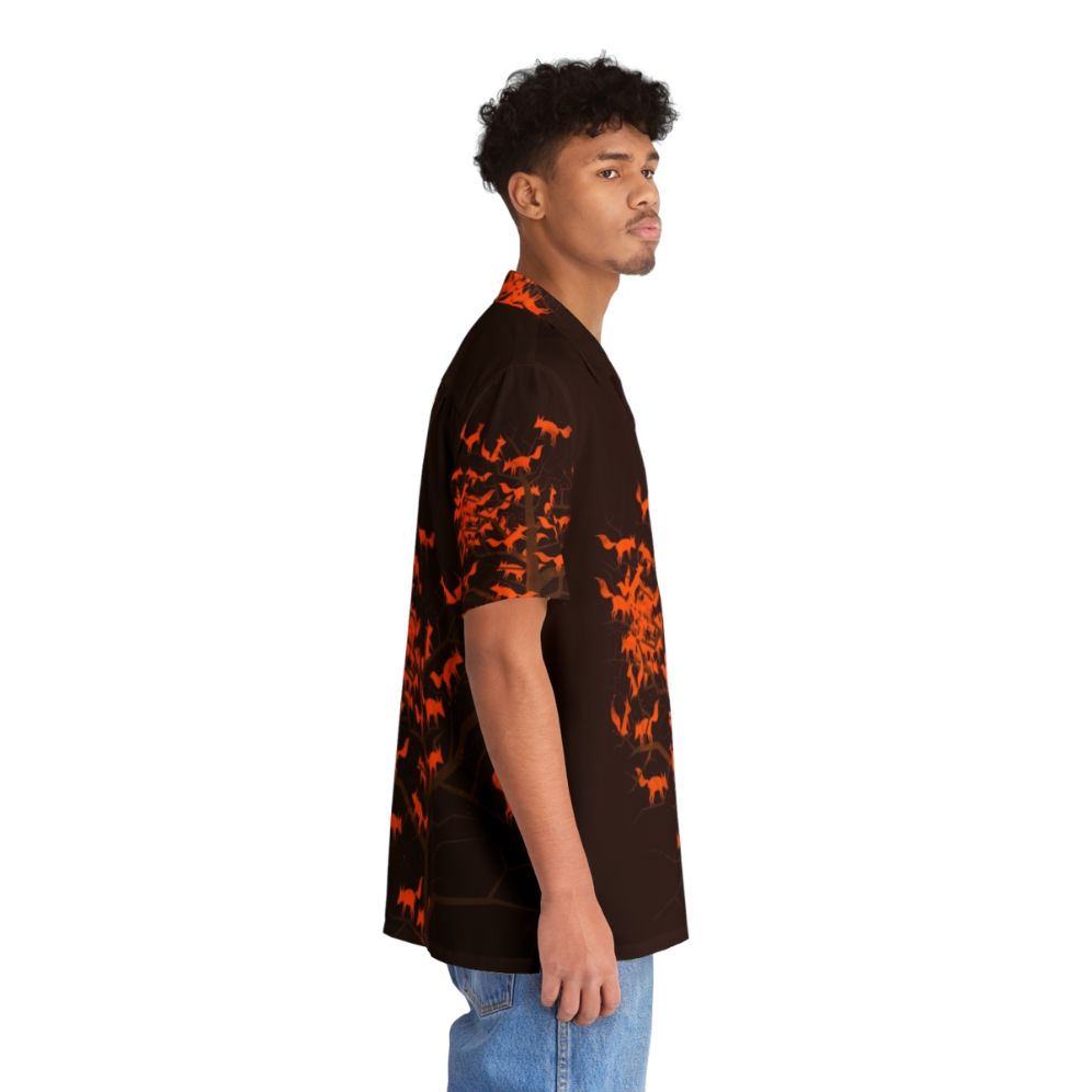 Blazing Fox Tree Hawaiian Shirt - Nature and Wildlife Inspired Autumn Apparel - People Pight