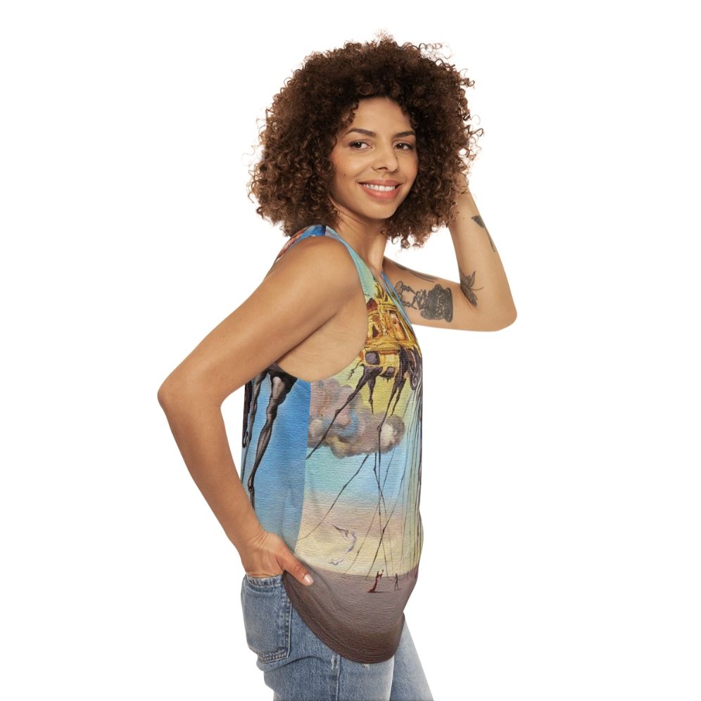 Unisex tank top with Salvador Dali's surrealist painting 'The Temptation of St. Anthony' - women side