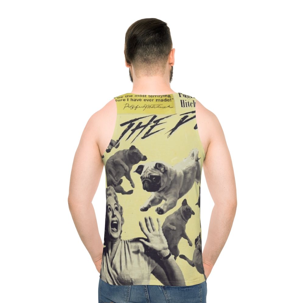 Unisex pug dog horror design tank top - men back