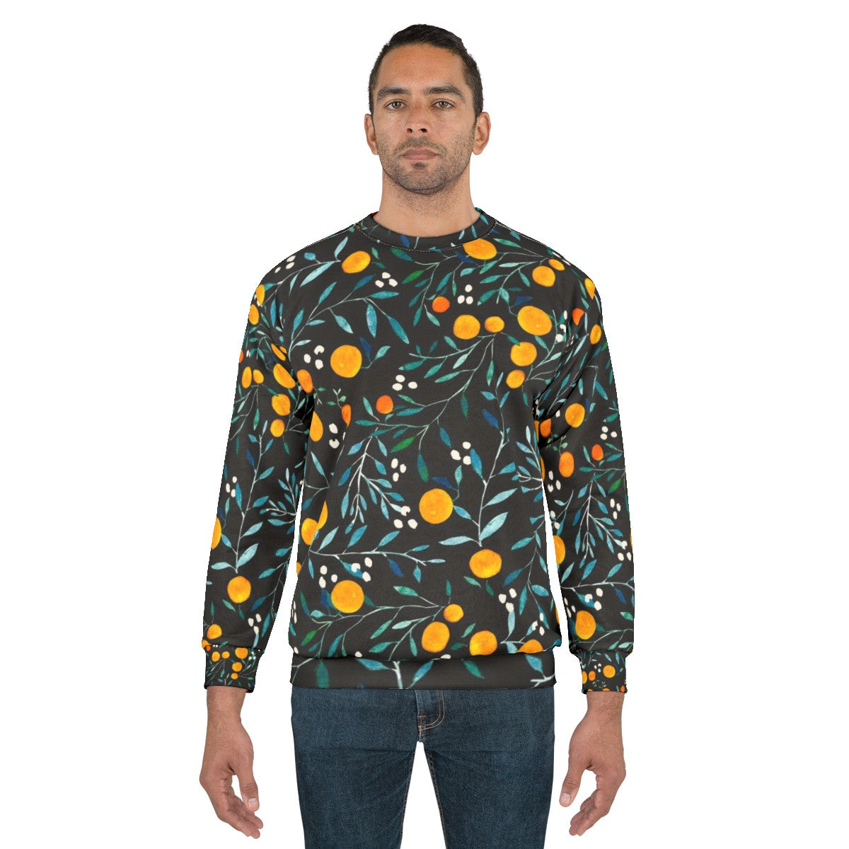 Oranges watercolor floral pattern sweatshirt - men