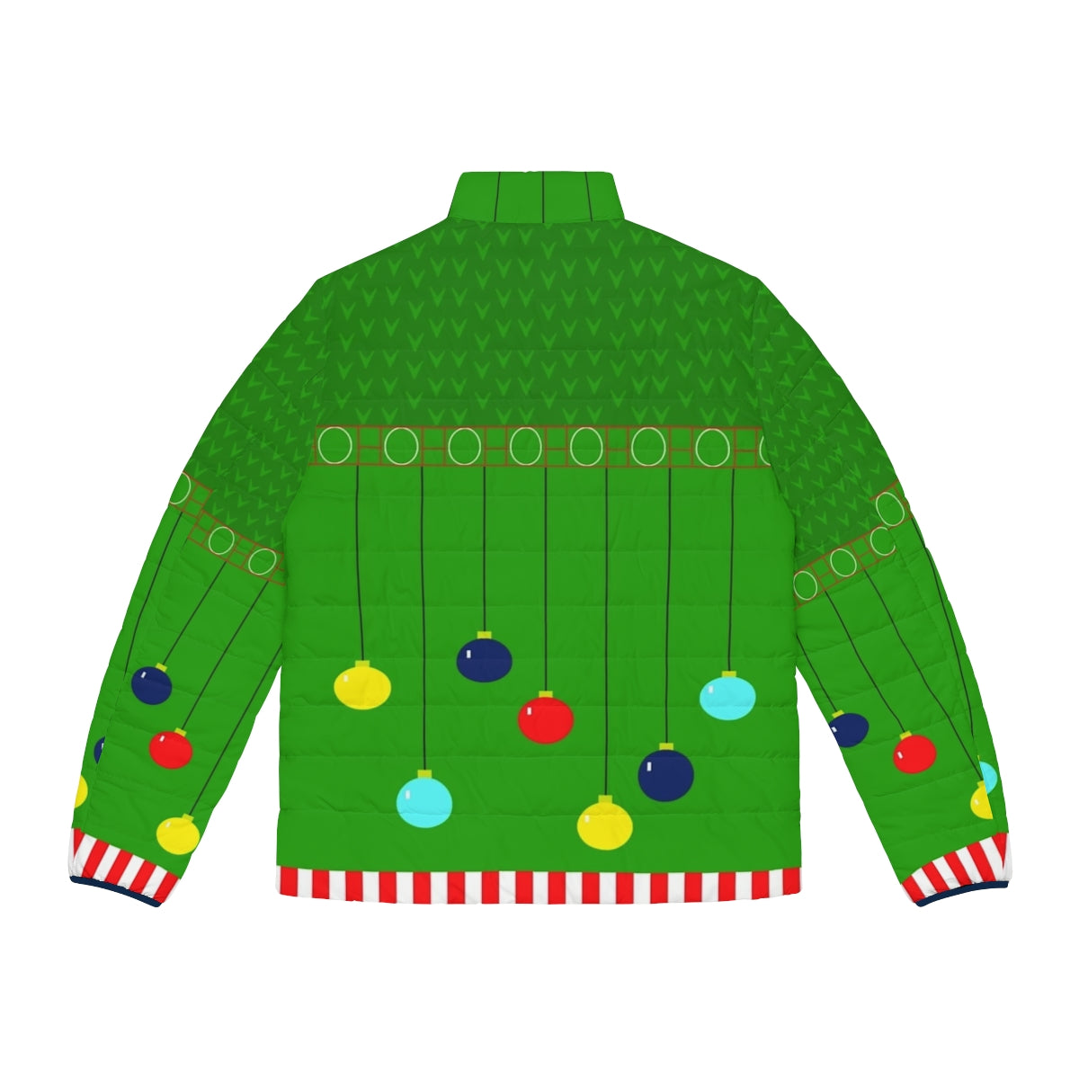 Arthur Claus Ugly Christmas Sweater Puffer Jacket - Back